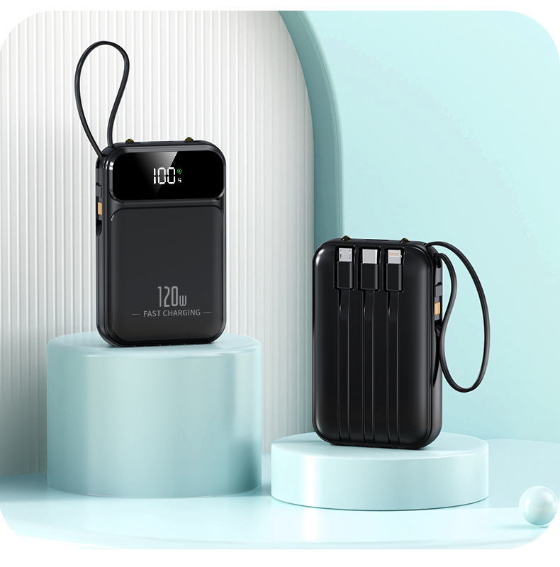 3C πιστοποιημένο Power Bank με γρήγορη φόρτιση 22.5W, 10,000mAh, μικρό φορητό με ενσωματωμένο καλώδιο, προσαρμογή λογότυπου