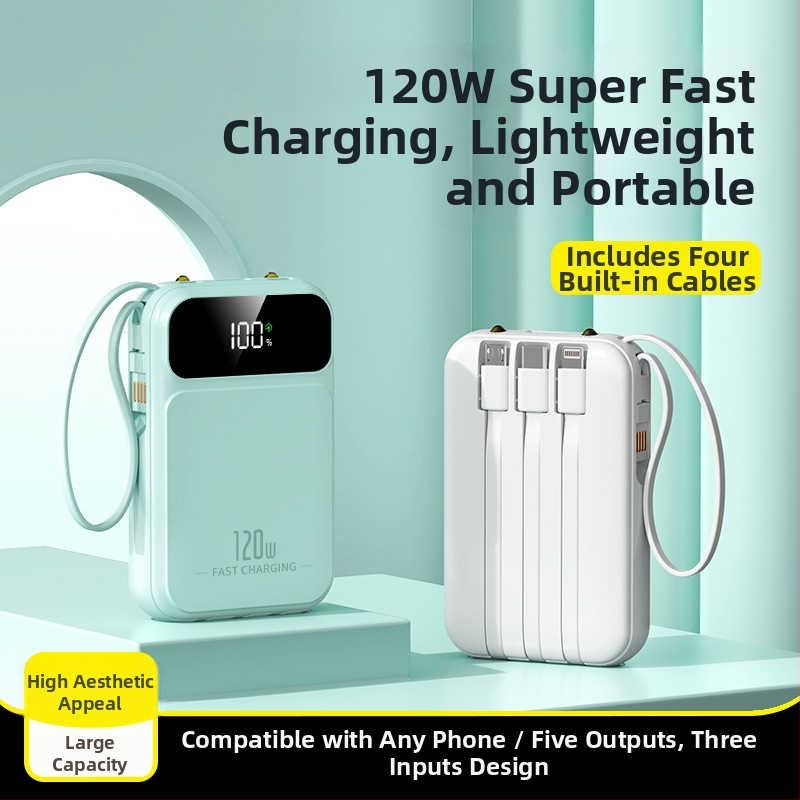 3C πιστοποιημένο Power Bank με γρήγορη φόρτιση 22.5W, 10,000mAh, μικρό φορητό με ενσωματωμένο καλώδιο, προσαρμογή λογότυπου
