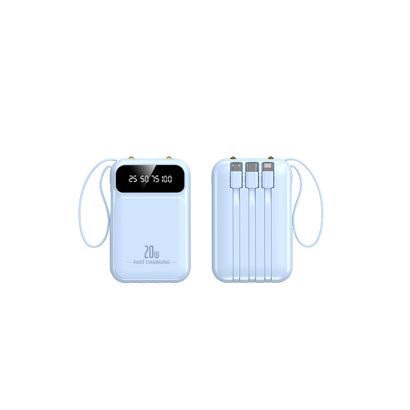 3C πιστοποιημένο Power Bank με γρήγορη φόρτιση 22.5W, 10,000mAh, μικρό φορητό με ενσωματωμένο καλώδιο, προσαρμογή λογότυπου