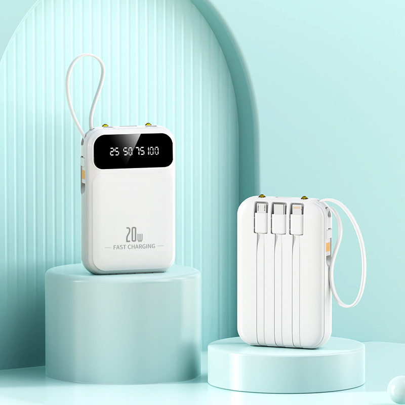 3C πιστοποιημένο Power Bank με γρήγορη φόρτιση 22.5W, 10,000mAh, μικρό φορητό με ενσωματωμένο καλώδιο, προσαρμογή λογότυπου