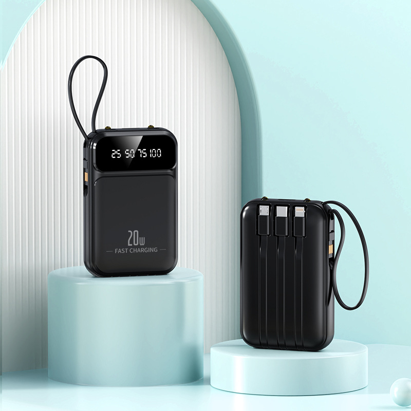 3C πιστοποιημένο Power Bank με γρήγορη φόρτιση 22.5W, 10,000mAh, μικρό φορητό με ενσωματωμένο καλώδιο, προσαρμογή λογότυπου