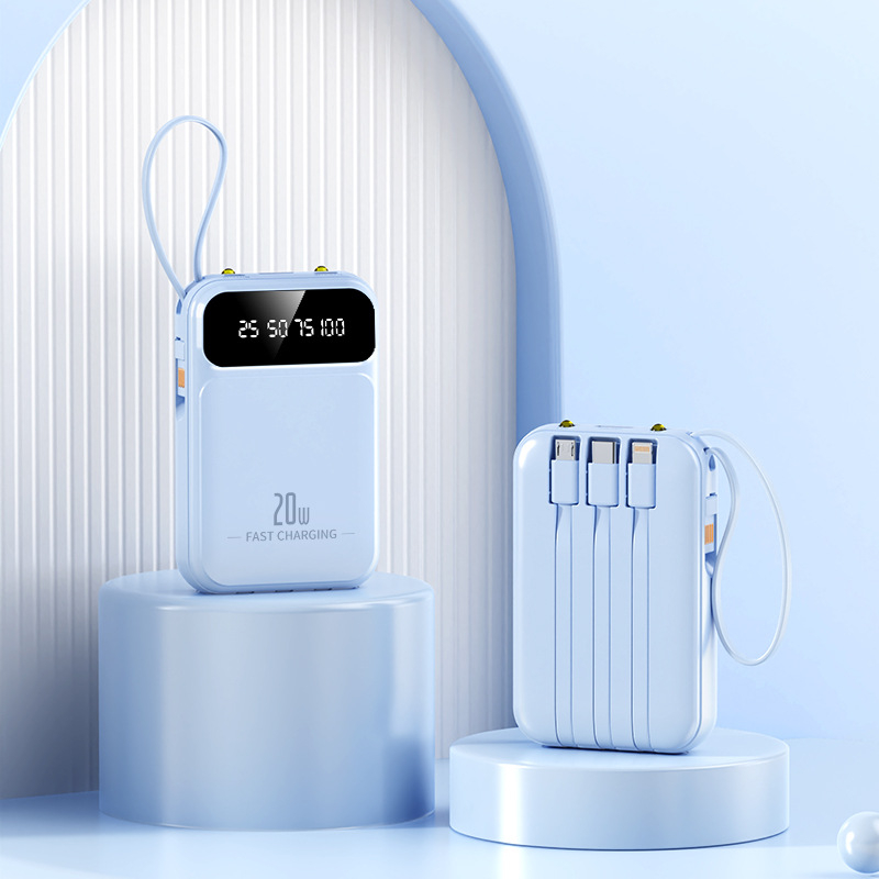 3C πιστοποιημένο Power Bank με γρήγορη φόρτιση 22.5W, 10,000mAh, μικρό φορητό με ενσωματωμένο καλώδιο, προσαρμογή λογότυπου