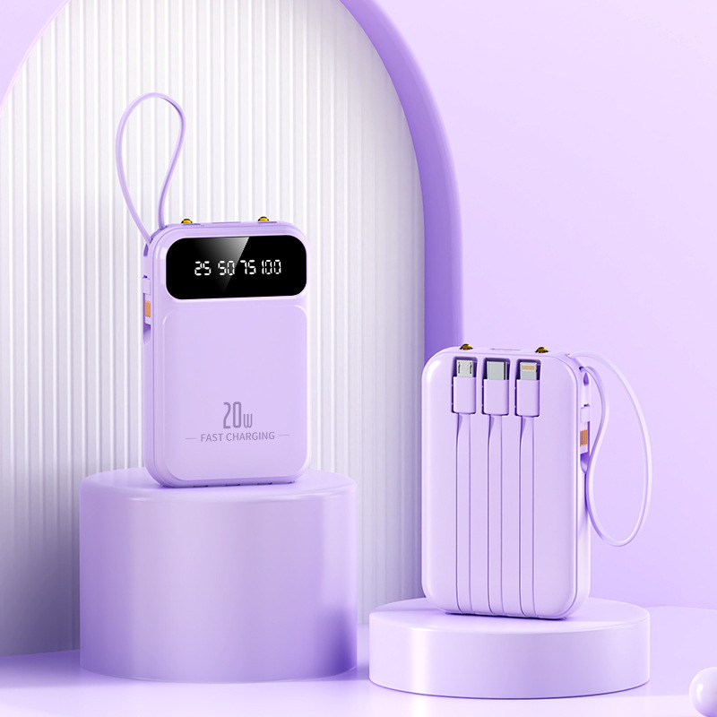 3C πιστοποιημένο Power Bank με γρήγορη φόρτιση 22.5W, 10,000mAh, μικρό φορητό με ενσωματωμένο καλώδιο, προσαρμογή λογότυπου
