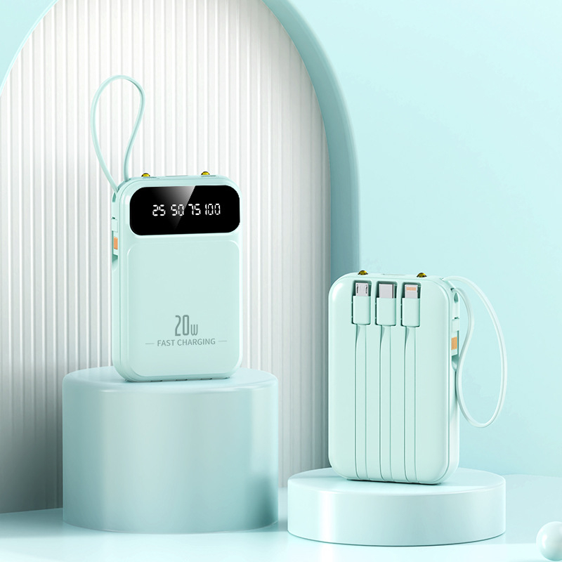 3C πιστοποιημένο Power Bank με γρήγορη φόρτιση 22.5W, 10,000mAh, μικρό φορητό με ενσωματωμένο καλώδιο, προσαρμογή λογότυπου