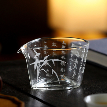 Set Gongfu din sticlă groasă, rezistentă la căldură, transparent, cu accesorii: ceașcă Gongdao, tavă de ceai, separator de ceai, filtru și ceașcă de turnare