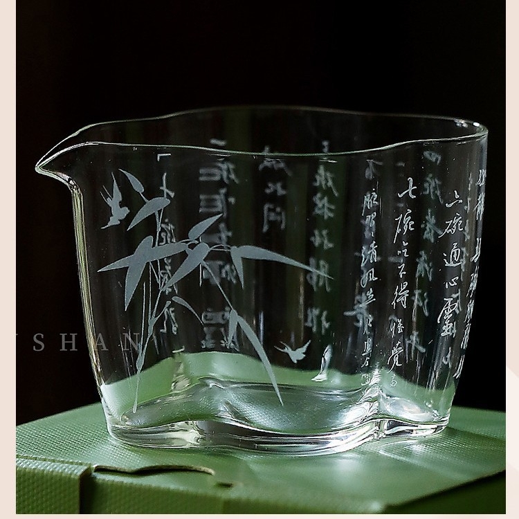 Set Gongfu din sticlă groasă, rezistentă la căldură, transparent, cu accesorii: ceașcă Gongdao, tavă de ceai, separator de ceai, filtru și ceașcă de turnare