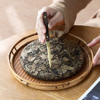 Cuțit pentru ceai Pu'er și ac de ceai din lemn de abanos, set pentru deschiderea cuburilor de ceai, con de ceai, accesorii pentru ceremonia Kung Fu a ceaiului – Șase Domni