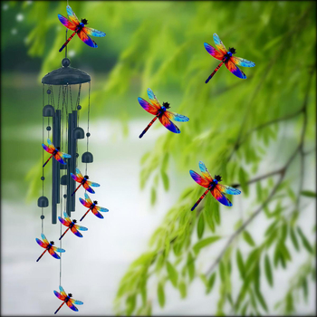 Colorni metalni zvončić za vjetar s dragonfly motivom, dom i vrt, vanjska viseća dekoracija