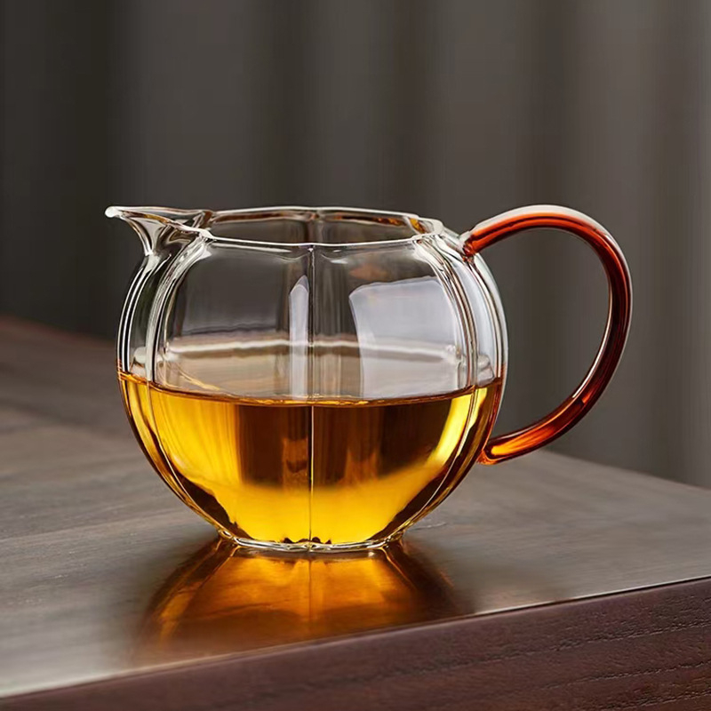 Ceșă de ceai din sticlă de borosilicat înalt, formă de felinar, pentru ceremonia ceaiului, design modern minimalist, lucrată manual, capacitate aproximativă 280 ml