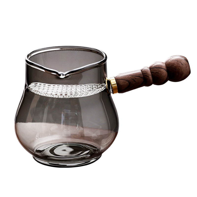 Ceașcă de sticlă cu mâner lateral, în formă de lună, pentru ceai Gongfu, cu filtru integrat și separator îngroșat pentru ceai — accesorii de înaltă calitate, rezistente la temperaturi înalte