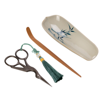 Set de ceremonie a ceaiului din bambus, pictat manual, accesorii ceramice pentru Gongfu ceremonie a ceaiului