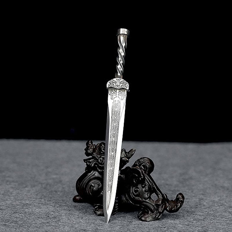 Cuțit de ceai miniatural și ornament cu arme, optsprezece tipuri de arme, ac pentru ceai Pu’er, cuțit pentru deschiderea cuburilor de ceai, mic ornament de armă pentru expunere și colecționare