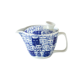 Set ceramic de ceai cu ceainic, cești și cană de cafea cu filtru – Design drăguț cu pisică