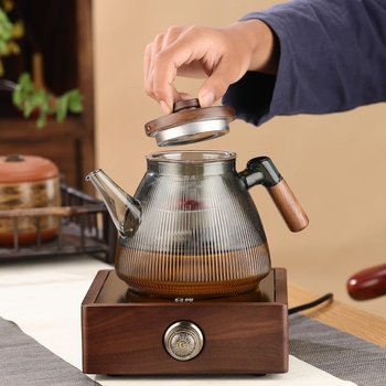 Ceainic din sticlă rezistent la temperatură pentru uz casnic, compatibil cu plita ceramică electrică