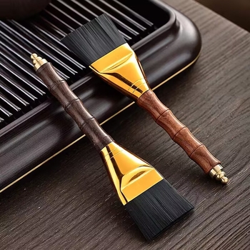 Ask the Wild Set din lemn pentru curățarea ceremoniei ceaiului – perie pentru ceainic și cești, racletă pentru tava de ceai și accesorii pentru ceai