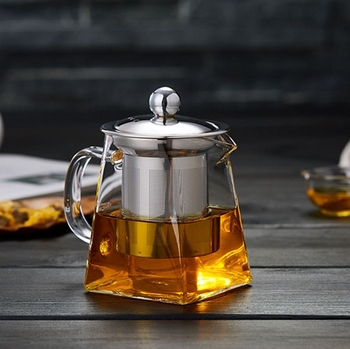 Set Gongfu de ceai din sticlă borosilikată, ceainic din oțel inoxidabil cu filtru și ceașcă de distribuție uniformă a ceaiului