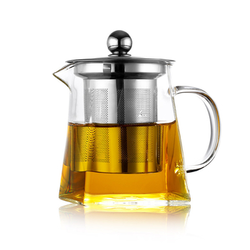 Set Gongfu de ceai din sticlă borosilikată, ceainic din oțel inoxidabil cu filtru și ceașcă de distribuție uniformă a ceaiului