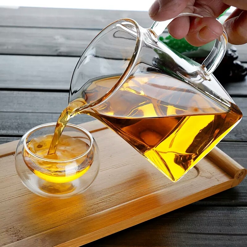 Set Gongfu de ceai din sticlă borosilikată, ceainic din oțel inoxidabil cu filtru și ceașcă de distribuție uniformă a ceaiului