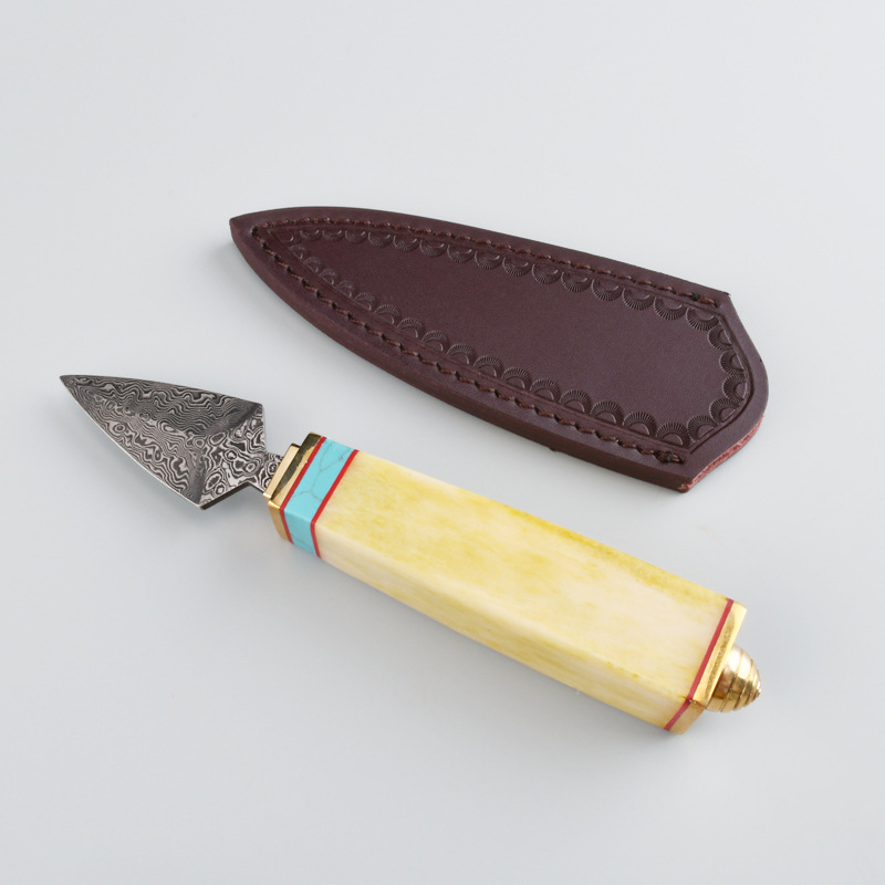 Cuțit de ceai din oțel damasc și sabie de ceai pentru Pu'er negru, accesorii pentru ceremonia ceaiului, set Kung Fu ceai, model W241
