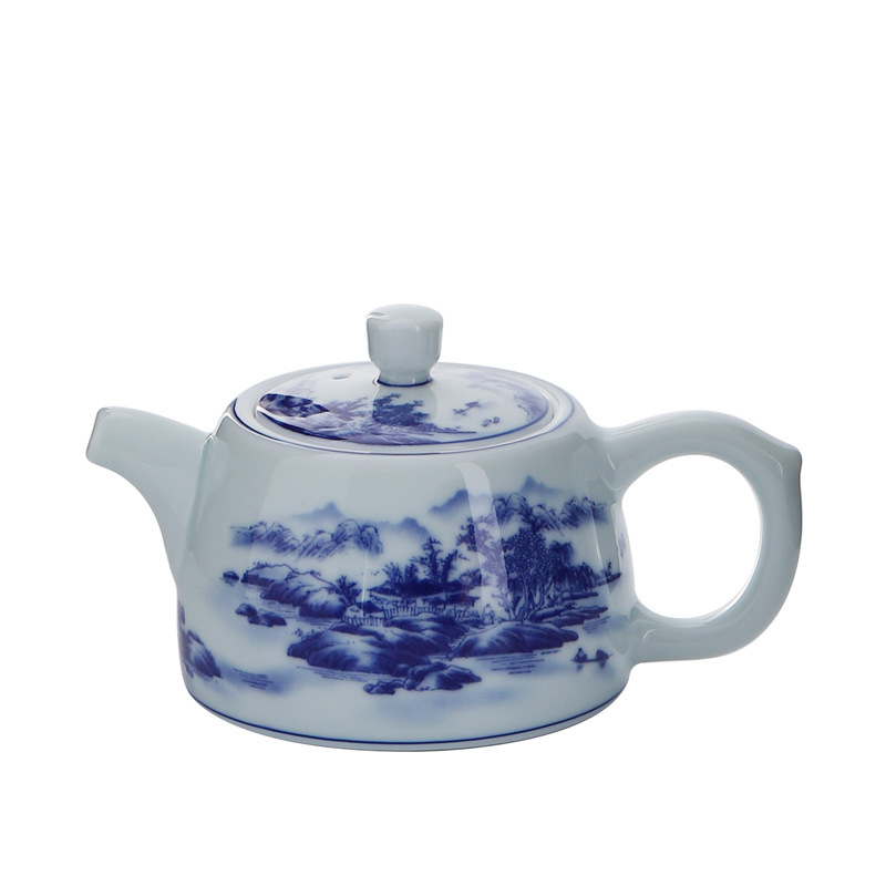 Ceainic ceramic în stil albastru-alb antic, 250 ml, cu filtru sferic