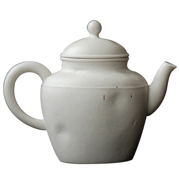 Ceainic ceramic Kung Fu, lucrat manual, alb glazurat, pentru uz casnic, stil retro, lux discret