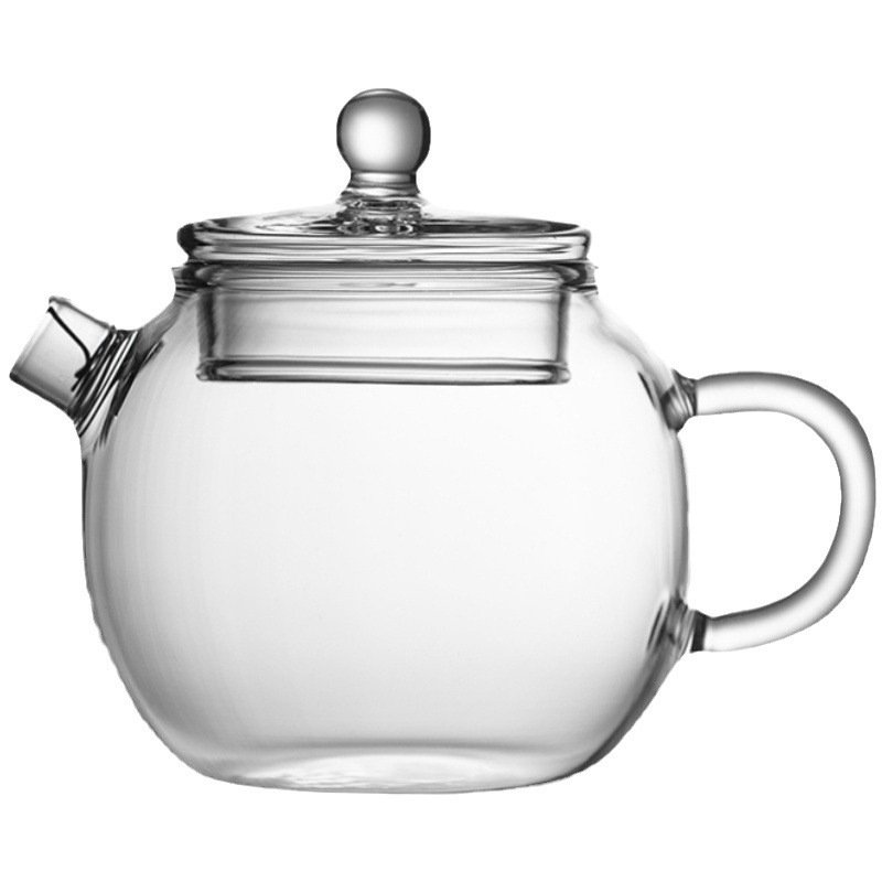 Ceainic mini floral, din sticlă borosilicat rezistentă la căldură, cu mâner de sticlă și filtru integrat