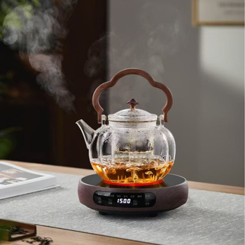 Ceainic din sticlă cu plită electrică din ceramică, ceainic transparent pentru apă, set de ceai pentru uz casnic