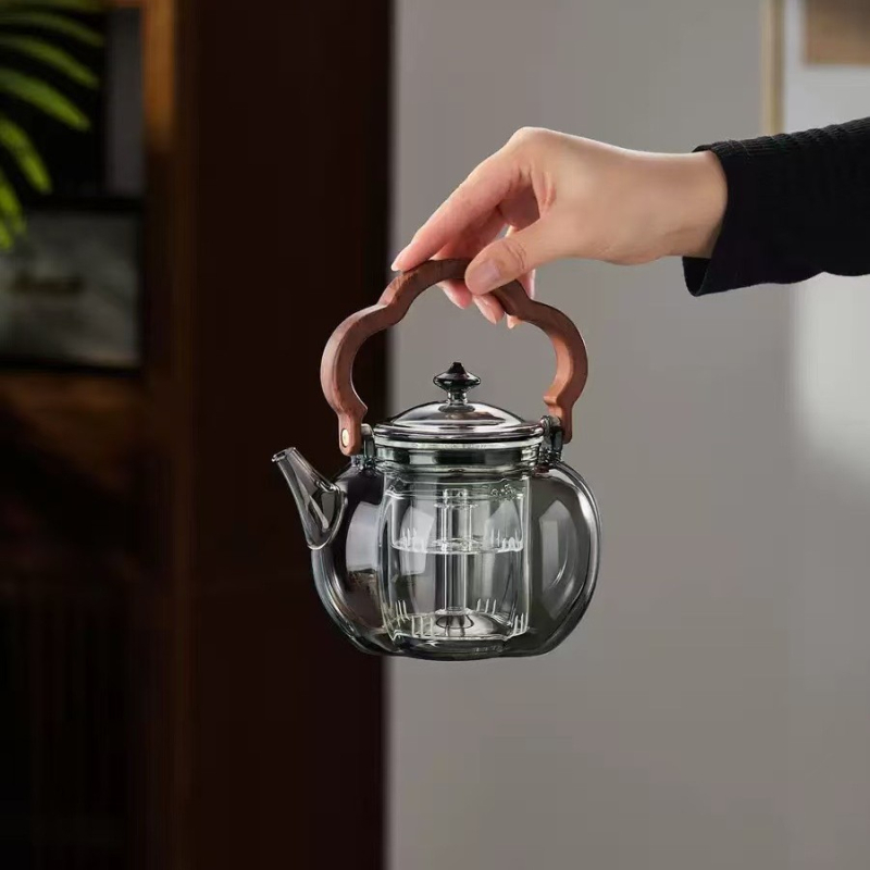 Ceainic din sticlă cu plită electrică din ceramică, ceainic transparent pentru apă, set de ceai pentru uz casnic