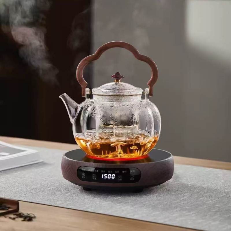 Ceainic din sticlă cu plită electrică din ceramică, ceainic transparent pentru apă, set de ceai pentru uz casnic