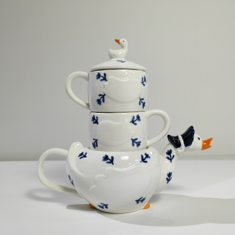 Xinming set ceramic de ceai cu ceainic și cești, pentru uz casnic, design drăguț cu flori, cadou creativ pentru ceai