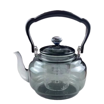 Ceainic nou în stil chinezesc, pentru aburire și fierbere, all-in-one pentru uz casnic, sticlă borosilikat cu mâner din lemn, rezistent la temperaturi ridicate pentru prepararea ceaiului