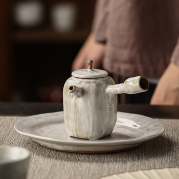 Ceainic ceramic cu mâner lateral, stil Wabi-Sabi, roz vintage, set Kung Fu de ceai pentru acasă, cu filtru