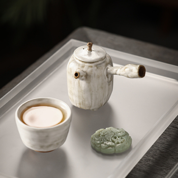 Ceainic ceramic cu mâner lateral, stil Wabi-Sabi, roz vintage, set Kung Fu de ceai pentru acasă, cu filtru