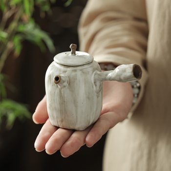 Ceainic ceramic cu mâner lateral, stil Wabi-Sabi, roz vintage, set Kung Fu de ceai pentru acasă, cu filtru