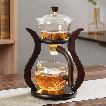 Set de ceai Kung Fu din sticlă borosilicat, cu ceainic și cești, rezistent la temperaturi înalte