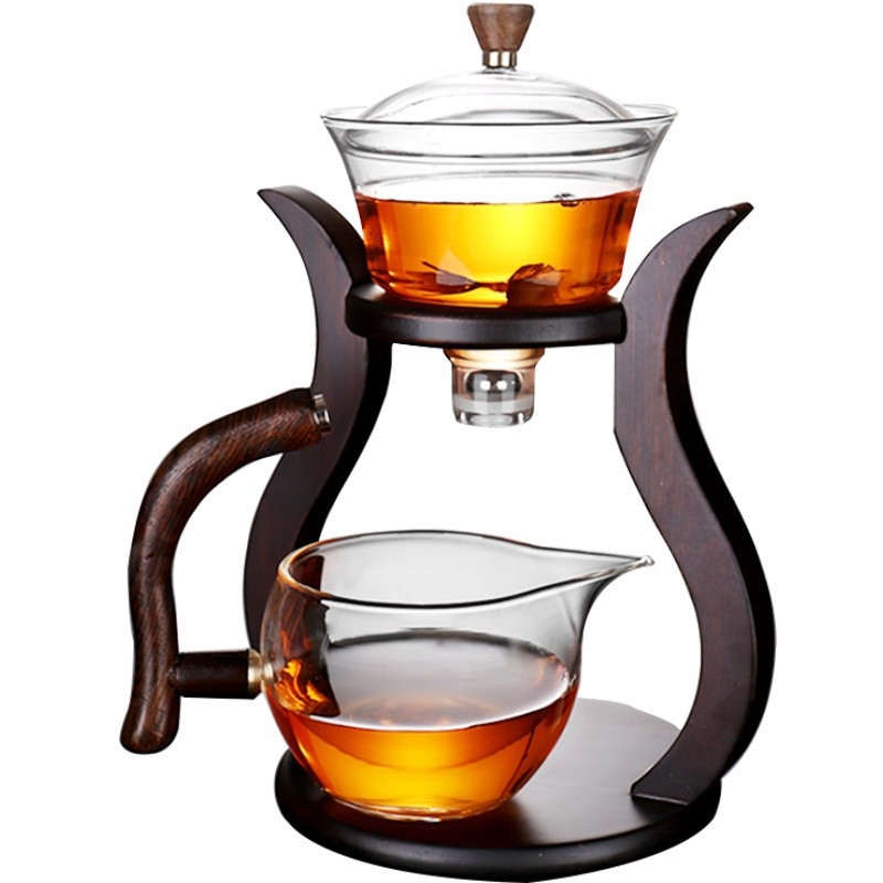 Set de ceai Kung Fu din sticlă borosilicat, cu ceainic și cești, rezistent la temperaturi înalte