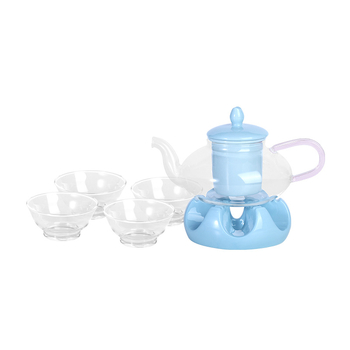 Shunxiang ceainic ceramic cu flori și set de ceai cu separare ceai-apă, ceai din fructe, încălzire cu lumânare, vas pentru wellness