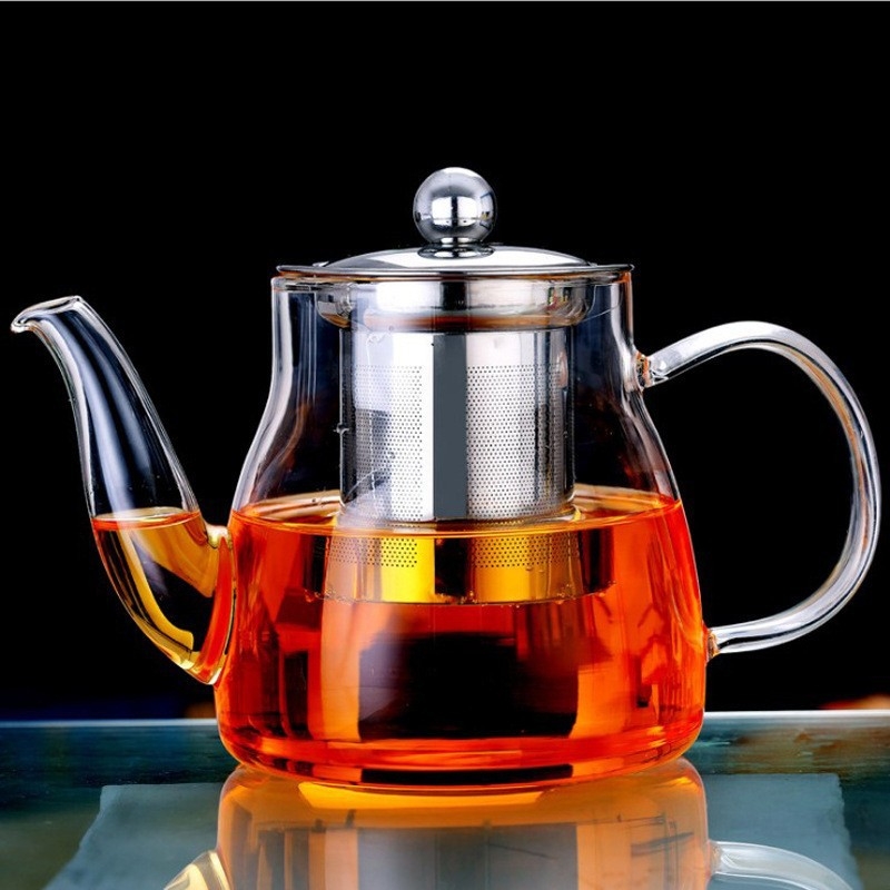 Ceainic din sticlă borosilicată de înaltă rezistență cu filtru din oțel inoxidabil – Set Gongfu pentru ceai roșu