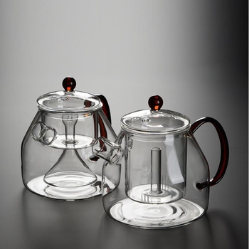 Ceainic pentru ceai cu flori din sticlă borosilicată, cu capac, compatibil cu aragaz ceramic electric