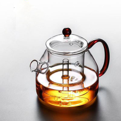 Ceainic pentru ceai cu flori din sticlă borosilicată, cu capac, compatibil cu aragaz ceramic electric