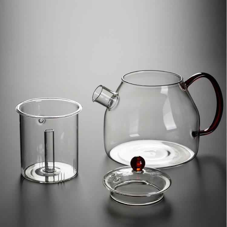 Ceainic pentru ceai cu flori din sticlă borosilicată, cu capac, compatibil cu aragaz ceramic electric