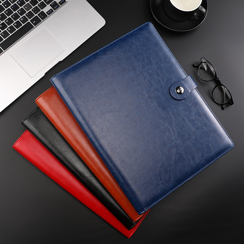 Dosar din piele A4 cu 4 găuri, carnet de notițe, pentru birou, cu logo imprimat