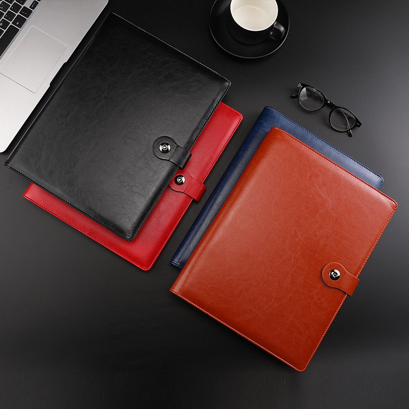 Dosar din piele A4 cu 4 găuri, carnet de notițe, pentru birou, cu logo imprimat