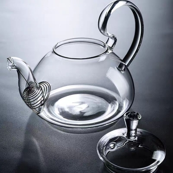 Ceainic din sticlă borosilicat rezistentă la căldură, transparent și cu pereți groși, pentru uz casnic, ceainic pentru ceai de flori, mâner înalt, ceainic Kung Fu