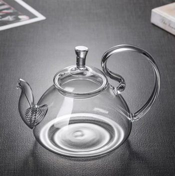 Ceainic din sticlă borosilicat rezistentă la căldură, transparent și cu pereți groși, pentru uz casnic, ceainic pentru ceai de flori, mâner înalt, ceainic Kung Fu