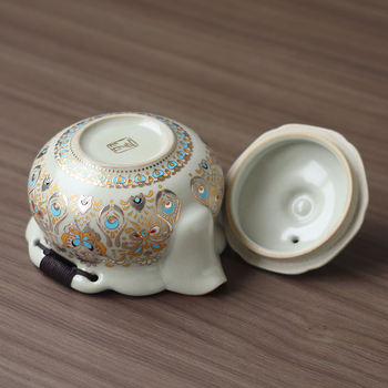 Ceainic Huangru în stil chinezesc nou, cu mâner, cu fluture auriu, sticluță ceramică-comoară, set de ceai Kung-Fu vintage, calitate superioară, cu glazură crăpată