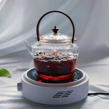 Ceainic Zen din sticlă borosilicat de înaltă rezistență la temperatură, mâner din bambus, pentru prepararea ceaiului