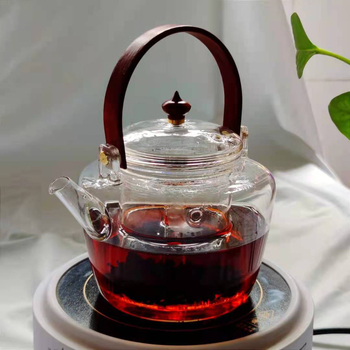 Ceainic Zen din sticlă borosilicat de înaltă rezistență la temperatură, mâner din bambus, pentru prepararea ceaiului