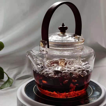Ceainic Zen din sticlă borosilicat de înaltă rezistență la temperatură, mâner din bambus, pentru prepararea ceaiului