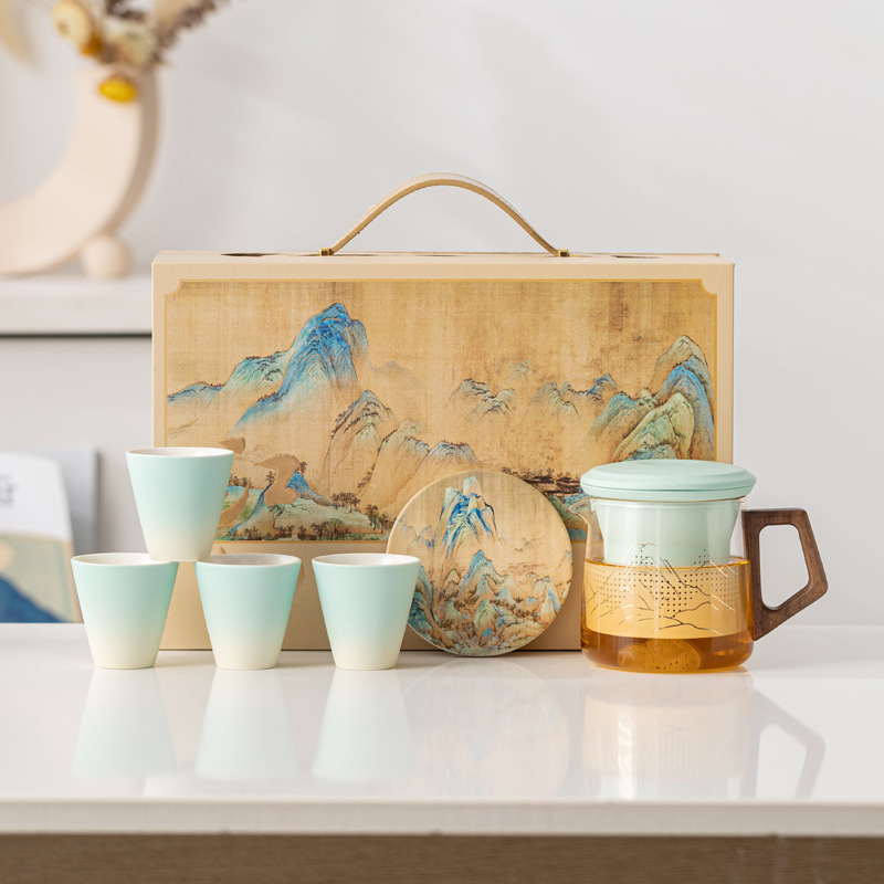 Set de ceai de călătorie cu ceainic personalizat cu logo, cutie cadou din ceramică, suvenir cultural și creativ